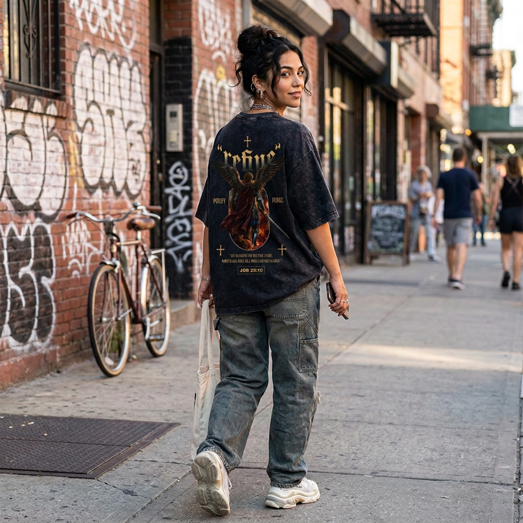 "REFINE" Unisex Acid Wash Graphic Tee – Job 23:10