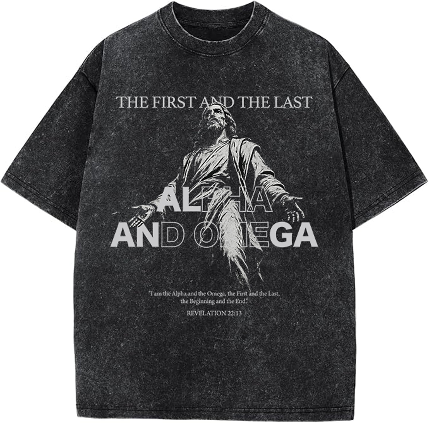Alpha & Omega Oversized Unisex T Shirt Acid Washed