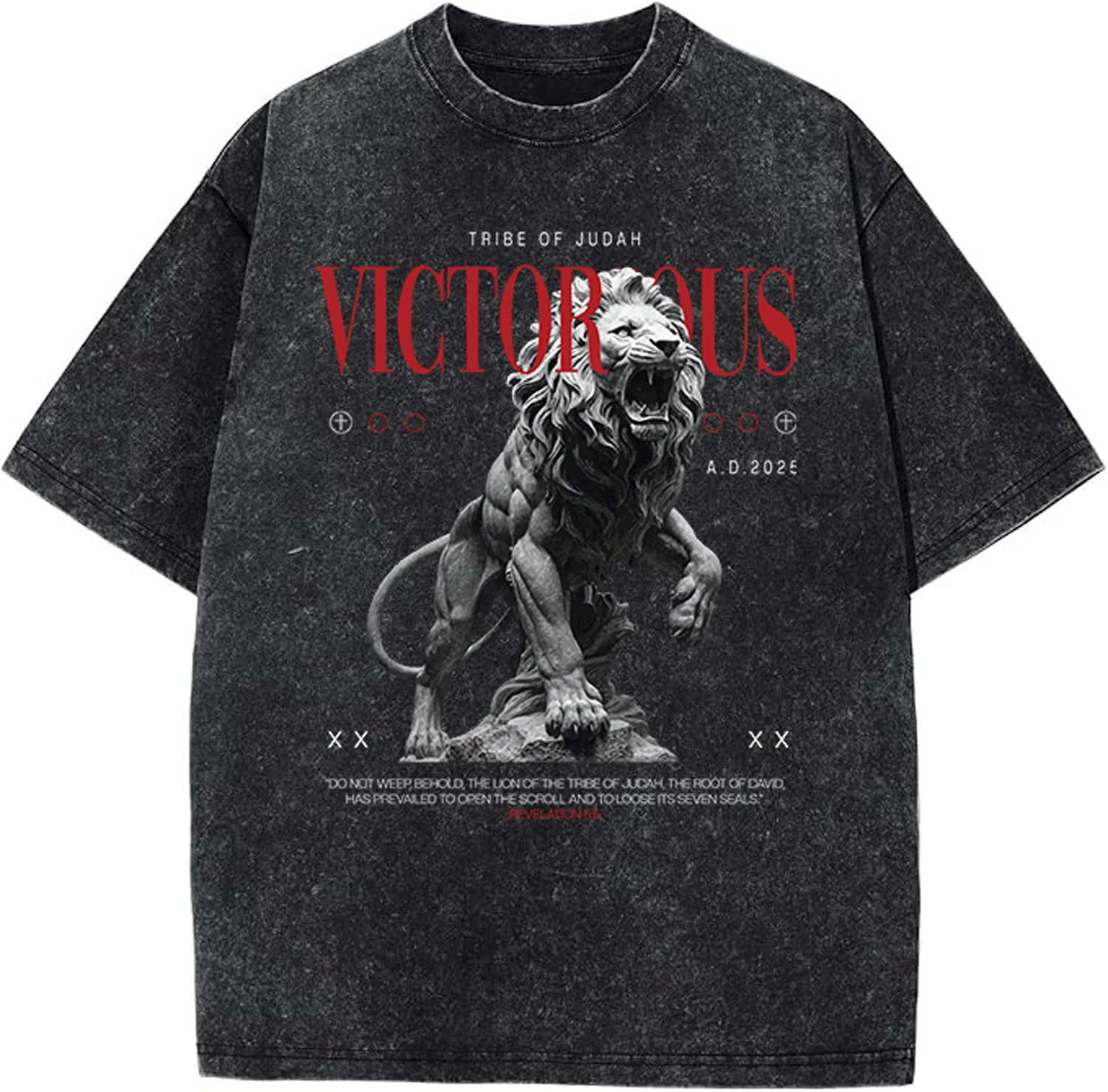 Victorious - Tribe of Judah Oversized Unisex T Shirt Acid Washed